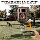 4K sporkamera 32MP WiFi Bluetooth spilkamera 120° detektionsvinkel Starlight nattesyn 0.2S trigger IP66 vandtæt med U3 64GB SD-kort og 8 batterier Til dyrelivsovervågning Deadwood