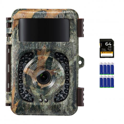 4K 48MP Wildlife Camera Wifi Bluetooth Jaktkamera 120° Vidvinkel, 0,2s Trigger Ip66 Vattentät Wildlife Camera Med U3 64gb Sd-Kort Och 8 Batterier För Viltövervakning Fallande Löv Färg