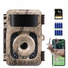 4K trail camera 32MP WiFi Bluetooth game camera 120° detection angle Starlight night vision 0.2S trigger IP66 waterproof With U3 64GB SD card and 8 batteries For wildlife monitoring Bark colour
