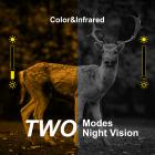 4K Trail Camera Dual Lens Starlight Night Vision 48MP WiFi Bluetooth-spillkamera, 120° deteksjonsvinkel 0,3 sekunders utløsertid, IP66 vanntett jaktkamera for dyrelivsovervåking med AA alkaliske batterier og 64G høyhastighets SD-kort