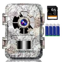 24MP 1296P/30fps Wildlife Trail Camera, movimento 120° Wide Angle Motion, Ultima Sensor View Schermo da 2 pollici, 0.2s Trigger Fototrappola, IP66 Waterproof Night Camera roccia bianca con batteria e 64g SD