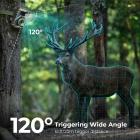 4K 48MP Wildlife Camera with Motion Sensor Night Vision Wide Angle Lens 0.2s Trigger Speed ​​2s PIR Interval IP66 Waterproof Belt 64GB SD Card and 8 AA Batteries Foliage Color