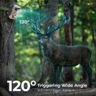 4K 48MP Wildlife Camera with Motion Sensor Night Vision Wide Angle Lens 0.2s Trigger Speed ​​2s PIR Interval IP66 Waterproof with 64GB SD Card and 8 AA Batteries Bark Color