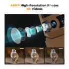 K&F Concept 4K 48MP Wifi Viltkamera, 3W Solenergi uten Avbrudd Jaktkamera med Oppladbart 6000 mAh Batteri og 64g SD-Kort Brun