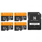 64G micro SD-kort U3/V30/A1 med adapter 4-pack minneskort lämpligt för hemövervakningskamera jaktkamera och körinspelare minneskort K&F CONCEPT