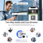 Aurinkoenergialla toimiva turvakamera PTZ langaton ulkokoti 2K, jossa ääni- ja valohälytys, värillinen yönäkö ja sisäänrakennettu 9600 mAh: n akku