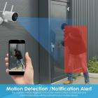 Udendørs sikkerhedskamera, WiFi 1080P HD panorering 180° Hjemmesikkerhedskamera, med bevægelsesdetektionsalarm, nattesyn, 2-kanals lyd, kompatibel med Android/iOS, IP66 vandtæt