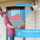 Udendørs sikkerhedskamera, WiFi 1080P HD panorering 180° Hjemmesikkerhedskamera, med bevægelsesdetektionsalarm, nattesyn, 2-kanals lyd, kompatibel med Android/iOS, IP66 vandtæt