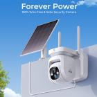 WIFI Solar Security Camera System Solar Camera PIR Human Sensor + 2-Way Audio Indbygget batteri 9600mAh AI Human Detection 2K Infrarød Night Vision 8m/26ft Hvid