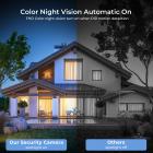 WIFI Solar Security Camera System Solar Camera PIR Human Sensor + 2-Way Audio Indbygget batteri 9600mAh AI Human Detection 2K Infrarød Night Vision 8m/26ft Hvid