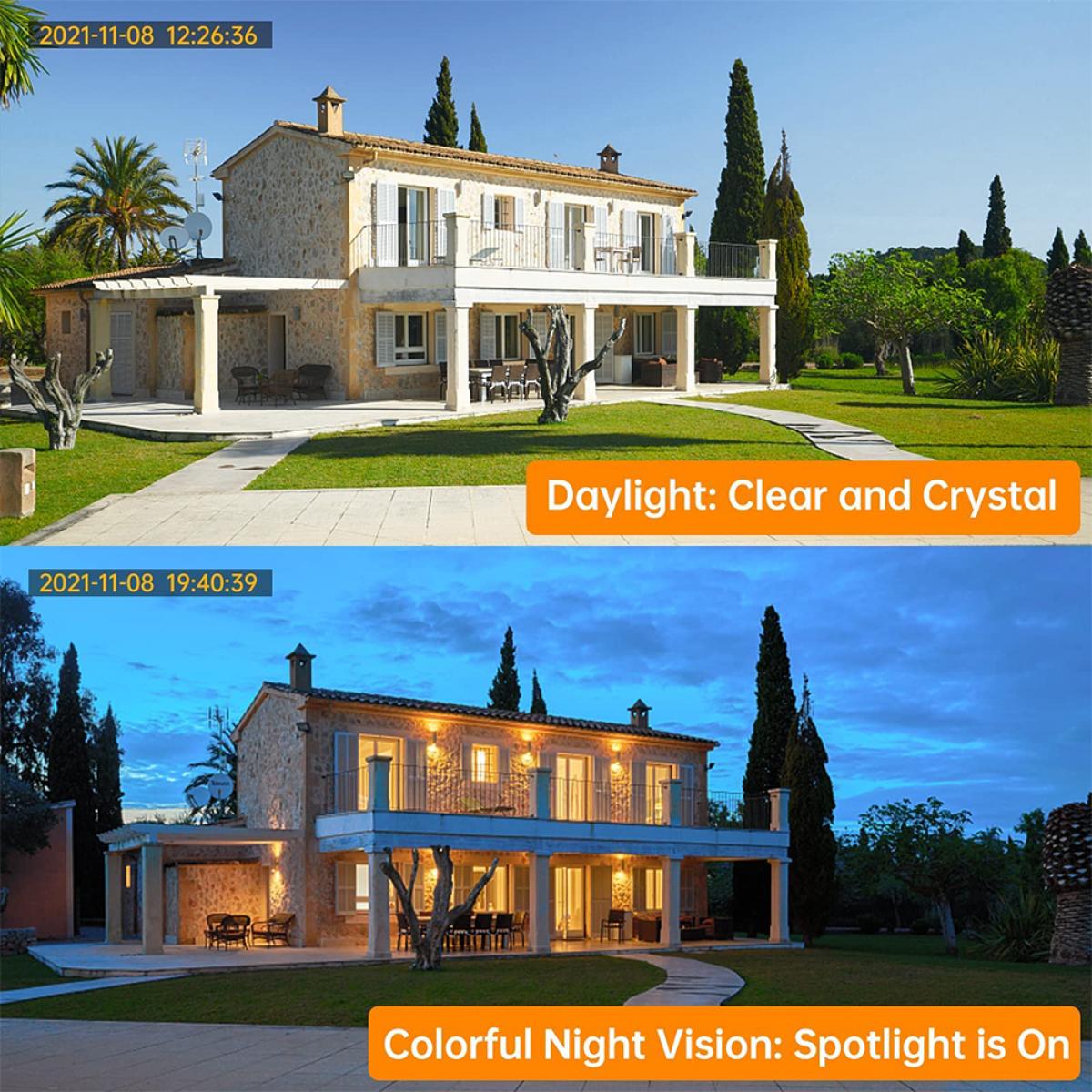 4G ITE sikkerhets utendørs kamerasystem trådløst, solcelle- og batteridrevet, PIR-bevegelsesdeteksjon, 2K infrarødt nattsyn, 2-veis lyd EU-versjon + SIM-kort uten kontrakt