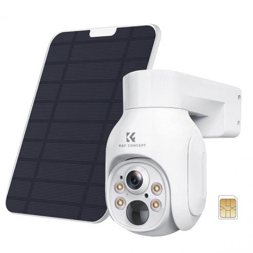 K&F CONCEPT OutdoorSecurity Camera Solar 4G-kamera LTE Trådløs PIR menneskelig sensor + AI menneskelig deteksjon, EU-versjon + SIM-kort uten kontrakt