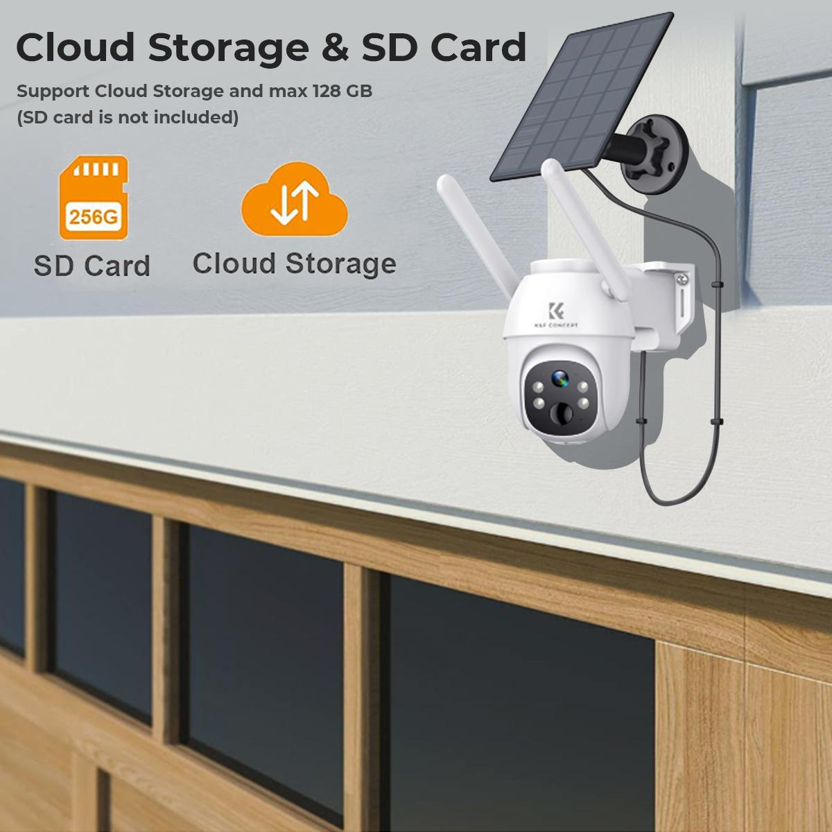 Telecamera dome a basso consumo a energia solare Batteria di grande capacità da 9600 mAh Telecamera wireless per esterni con visione notturna a colori, allarme, rilevamento del movimento PIR, archiviazione cloud Standard UE