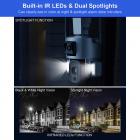 Kulekulekoblet kamera WiFi-kamera PIR-deteksjon og nattsyn solcelledrevet 4K UHD trådløst sikkerhetskamera