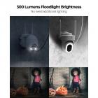 K&F Concept Solcelle Overvåkningskamera, Sikkerhetskamera Trådløst, for Utendørs Bruk, 3K, 5 MP, 2,4 G, WLAN-Kamera med Panorering/Tilt/Zoom, Nattsyn i Farger, Flomlys, Persondeteksjon