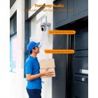 K&F Concept Solcelle Overvåkningskamera, Sikkerhetskamera Trådløst, for Utendørs Bruk, 3K, 5 MP, 2,4 G, WLAN-Kamera med Panorering/Tilt/Zoom, Nattsyn i Farger, Flomlys, Persondeteksjon