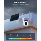 K&F Concept Solcelle Overvåkningskamera, Sikkerhetskamera Trådløst, for Utendørs Bruk, 3K, 5 MP, 2,4 G, WLAN-Kamera med Panorering/Tilt/Zoom, Nattsyn i Farger, Flomlys, Persondeteksjon