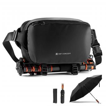 Alpha Camera Sling Bag 10L Fotografi Skuldertaske med Vindtæt Paraply, Kompatibel med Canon / Nikon / Sony Kameraer / DJI Mavic Droner - Sling Bag 10L Urban Wander 01 (Sort)