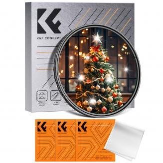 Filtr gwiazdowy 62 mm 4-8 punktów zmienny filtr Starburst Cross Screen, 18-warstwowa powłoka Ultra cienkie szkło optyczne, z 3 szt. ściereczek do czyszczenia