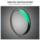 77 mm stjärnfilter 4-8 punkters variabel Starburst filter tvärskärm, 18 lager beläggning Ultratunt optiskt glas, med 3 st rengöringsdukar