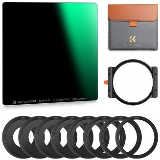 Kit de Filtre Carré ND1000 100x100mm + Support en Métal + 8pcs Bagues Adaptateurs Pour DSLR