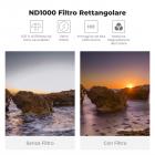 K&F Concept 100x100mm Kit Filtro Quadrato ND1000 + Portafiltro in Metallo + Anelli adattatori - Serie Nano-Xcel