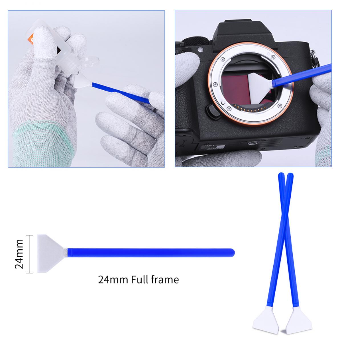 K&F CK03 24mm APS Rengöringssatser med full ram (16PCS rengöringspinne + ett par PU-belagda handdammfria gummihandskar + ren flaska-Ingen vätska)