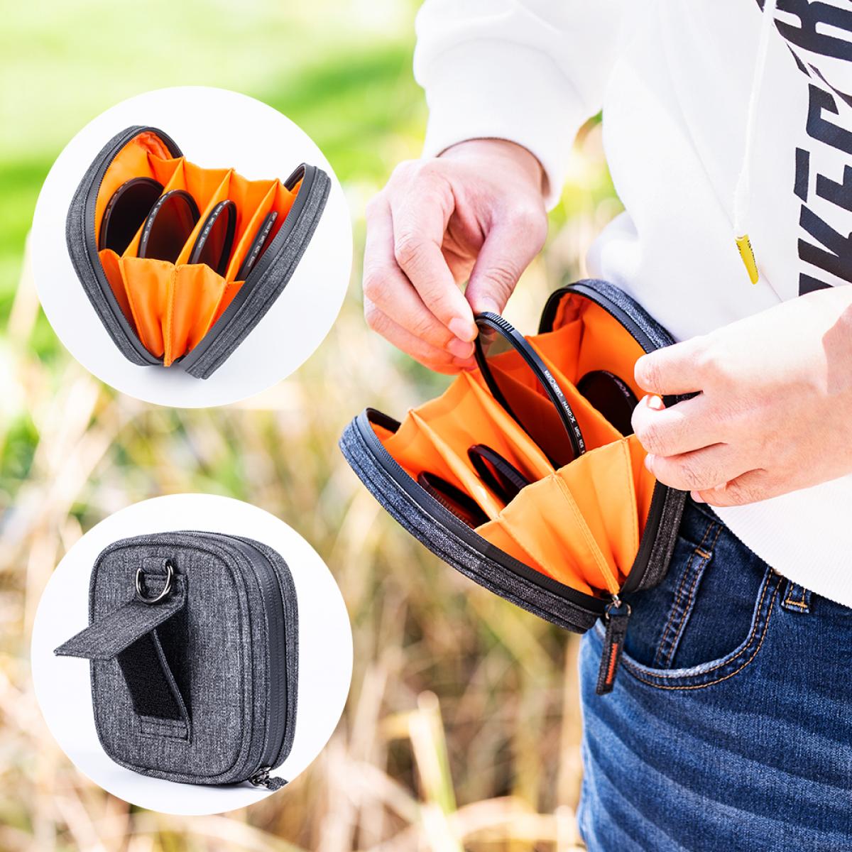 K&F Concept 55mm ND4, ND8, ND64, ND1000 linsefiltersett for kameralinser + filterpose