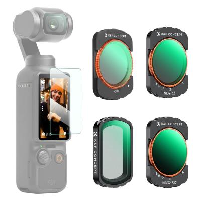 K&F Concept Ensemble de filtres magnétiques variables ND, CPL et diffusion noire 1/4 pour DJI Osmo Pocket 3 Creator Combo Accessoires - Pack de 4 filtres CPL diffusion noire 1/4 ND2-32 (1-5 Stop) ND32-512 (5-9 Stop)