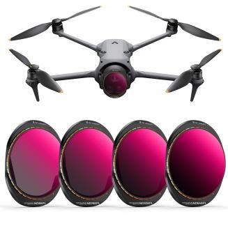 Filtres pour drone DJI Mavic 4 Pro, kit 2 en 1, 4 filtres ND et PL (ND8 et PL, ND16 et PL, ND32 et PL, ND64 et PL), verre optique HD multicouche, cadre en aluminium
