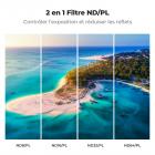 Filtres pour drone DJI Mavic 4 Pro, kit 2 en 1, 4 filtres ND et PL (ND8 et PL, ND16 et PL, ND32 et PL, ND64 et PL), verre optique HD multicouche, cadre en aluminium