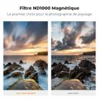 Filtre ND1000 Magnétique 55mm (10 stops) Filtre Densité Neutre + Bague + Bouchon Installation en 1s avec 28 Couches de Nano-revêtement - Série Nano-Xcel
