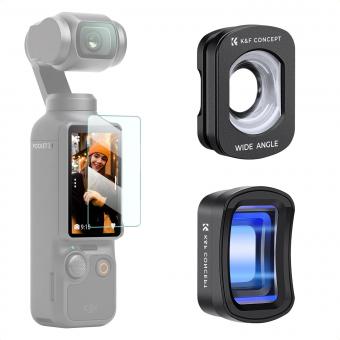 Kit Lentes Magnéticas K&F Concept para DJI Osmo Pocket 3 (Gran Angular 112° + Anamórfica 1.2X) - Efecto Cine