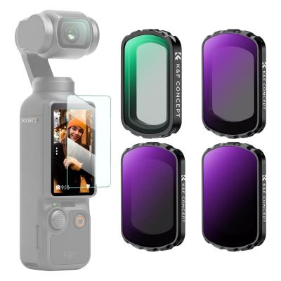 Ensemble de filtres magnétiques ND et Black Diffusion 1/4 K&F Concept, compatibles avec les accessoires DJI Osmo Pocket 3 Creator Combo, ND16, ND64, ND256, à densité neutre, réduction de la lumière, filtres à effet brume noire cinématographique