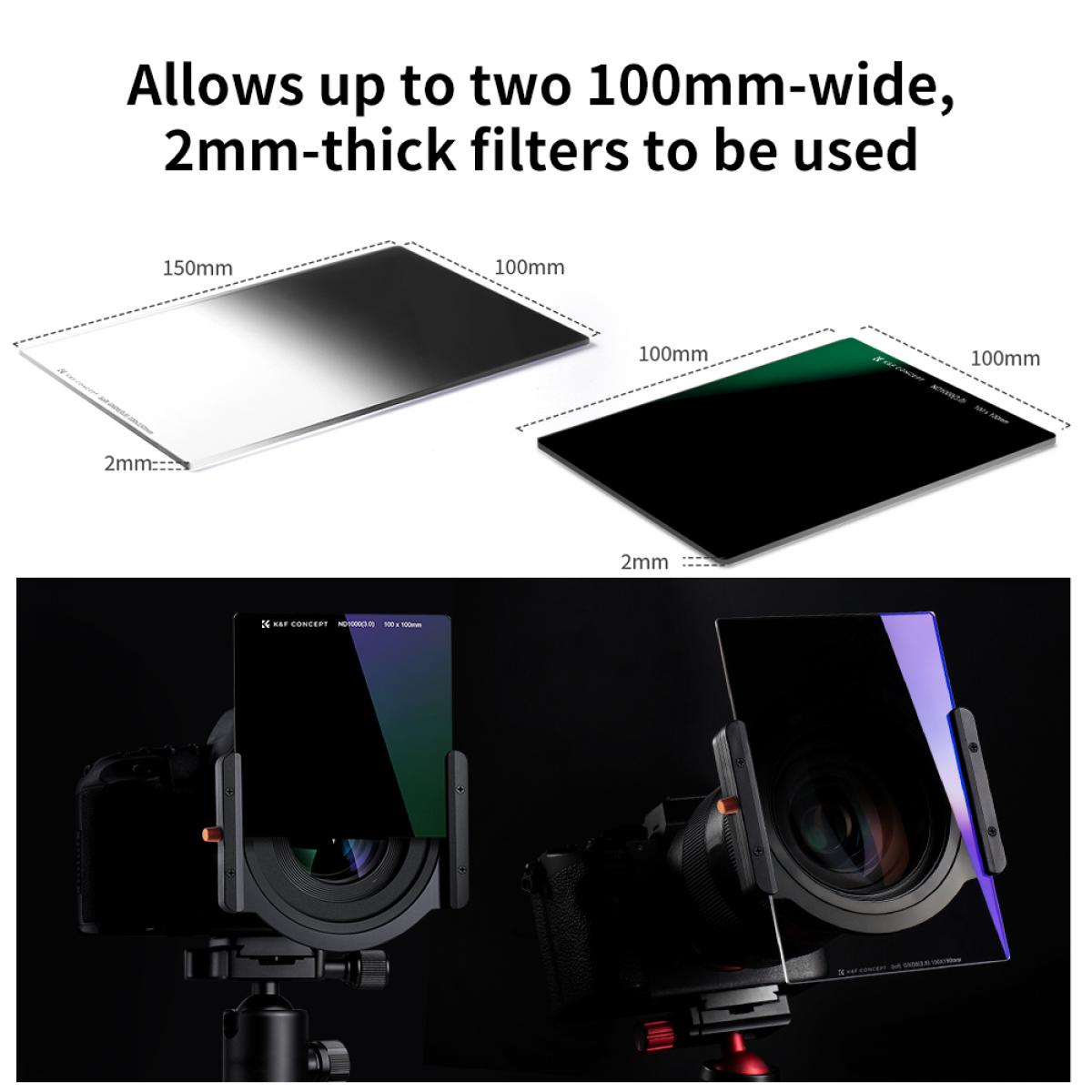 Neliömäinen suodatinpidike Alumiinisuodatinpidike 8kpl sovitinrenkailla (49/52/58/62/67/72/77/82mm)