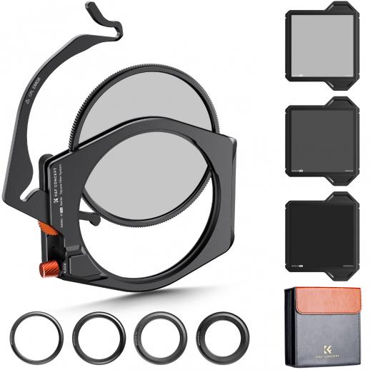 Kit de Système de Filtres Carrés Pro ND8+ND64+ND1000+CPL 95mm+4 Bagues Adaptateurs (67/72/77/82mm) +Porte-filtre 100x100mm