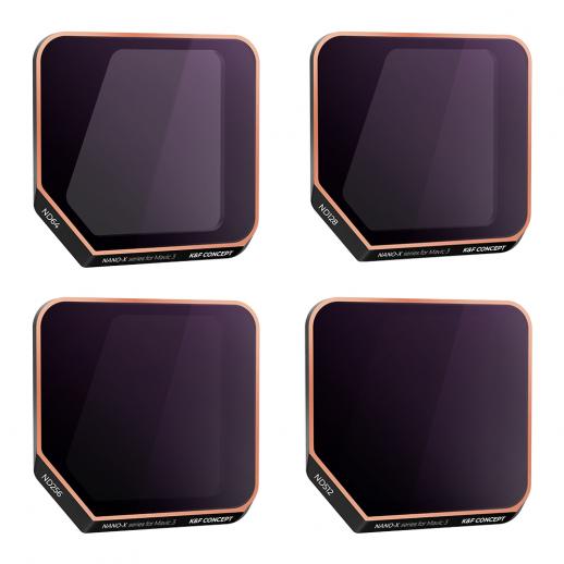 ND64+ND128+ND256+ND512 suodatinsarja (4 kpl) DJI Mavic 3/Mavic 3 Cine:lle, neutraalitiheyssuodatin 28 monikerroksisella pinnoitteella