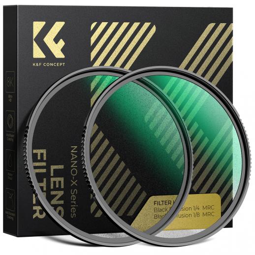 Kit Filtre Black Mist 1/4 + 1/8 82 mm - Pack Duo Effet Diffusion Cinéma & Glow - Idéal pour Vidéo Pro, Portrait et Mariage - Multicouches 28 Couches