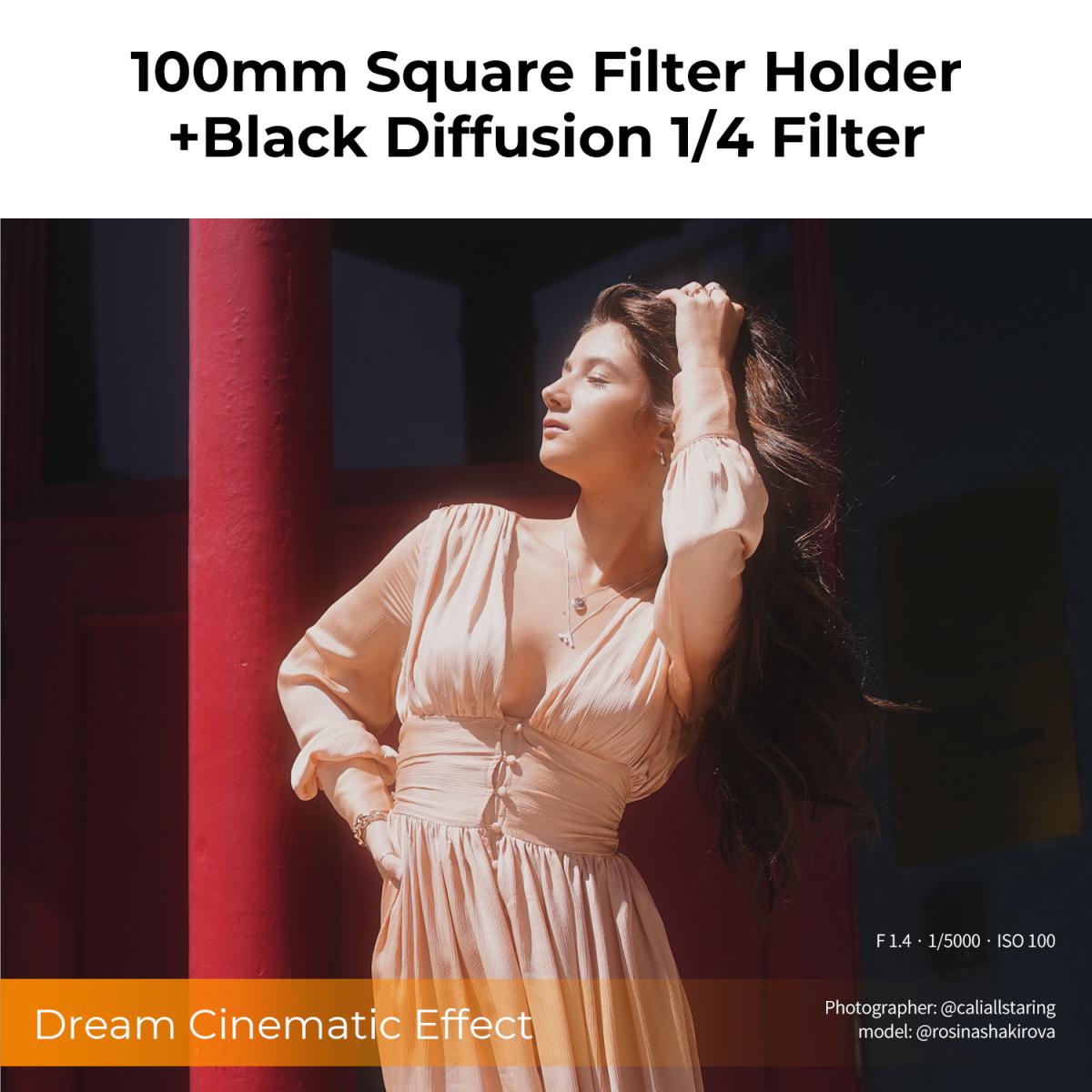 طقم فلتر انتشار أسود مربع 100x100 مللي متر أسود إنتشار 1/4 مرشح + حامل مرشح