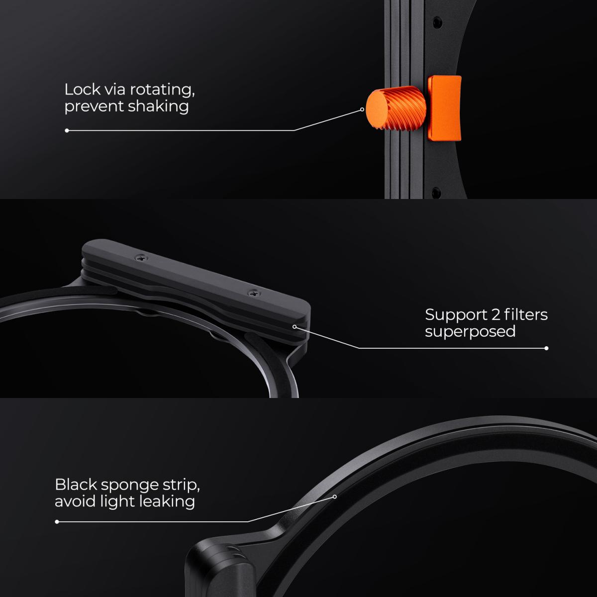 طقم فلتر انتشار أسود مربع 100x100 مللي متر أسود إنتشار 1/4 مرشح + حامل مرشح