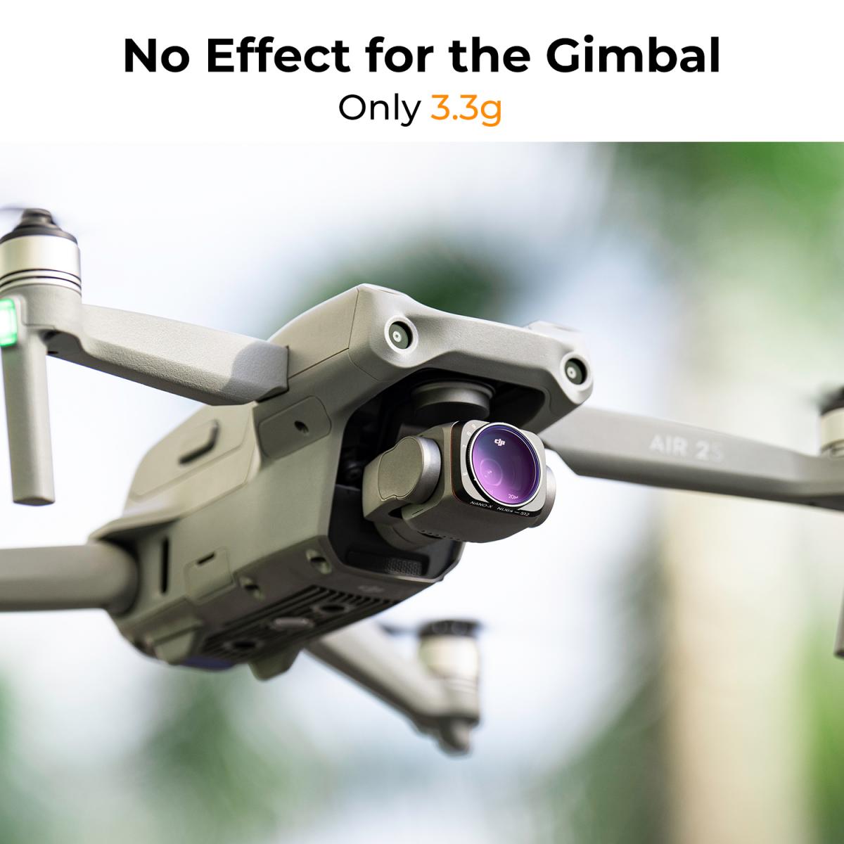 Conjunto de filtros Drone DJI AIR 2S variável ND VND2-5 e VND6-9 2pcs com filme verde antirreflexo, um conjunto de hélices para drone AIR 2S