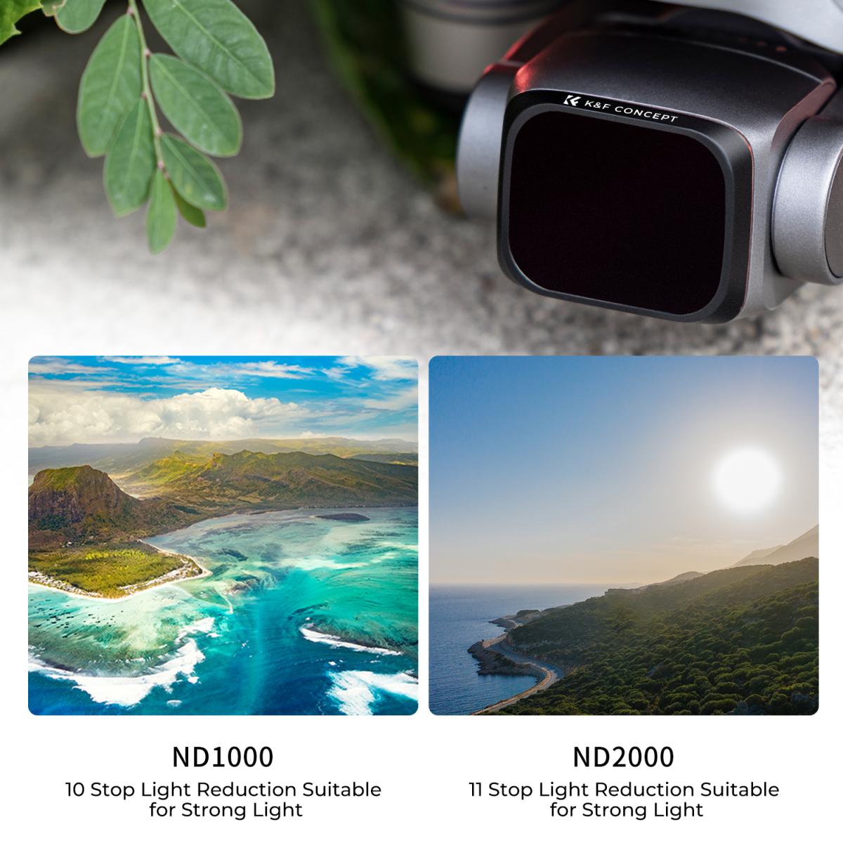 Drone DJI AIR 2S filtersett ND4/PL +ND8/PL +ND16/PL +ND32/PL +ND64/PL +CPL +ND1000 +ND2000 8 stk med antirefleks grønn film, et sett med propeller for Drone AIR 2S