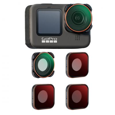 Actiecamerafilterset 4 Stuks HD ND8 + ND16 + ND32 + CPL Met Antireflectie Groene Film voor GOPRO Hero 9 / 10 / 11 / 12