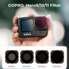 Actionkamerafiltersett 4 stk HD (ND8/PL+ND16/PL+ND32/PL+ND64/PL) med antirefleks grønn film for GOPRO Hero 9/10/11