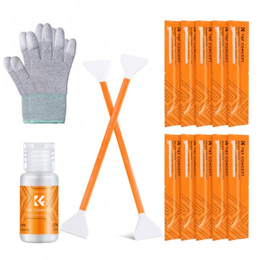 10 pezzi di bastoncini di pulizia a doppia testa + soluzione di pulizia da 20 ml + guanti, set di bastoncini per panno di pulizia CMOS full frame da 24 mm