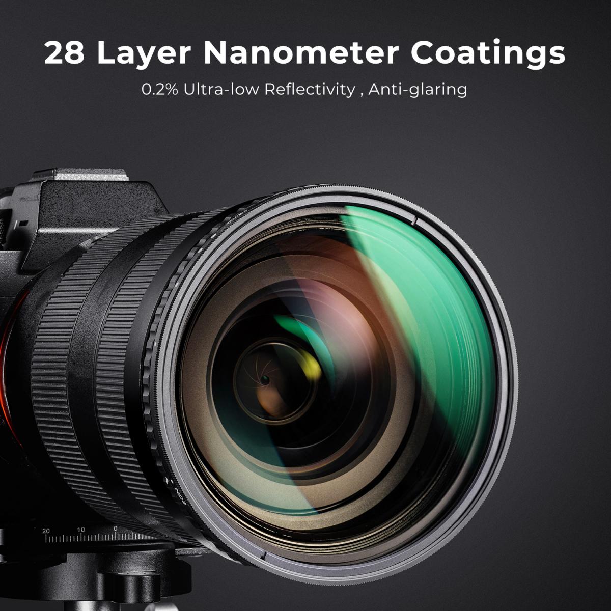 52 mm Variabelt ND-Filtersett 2 stk ND2-32 & ND32-512 med Vanntett Anti-ripe Antirefleks Grønn Film NANO-X-serien