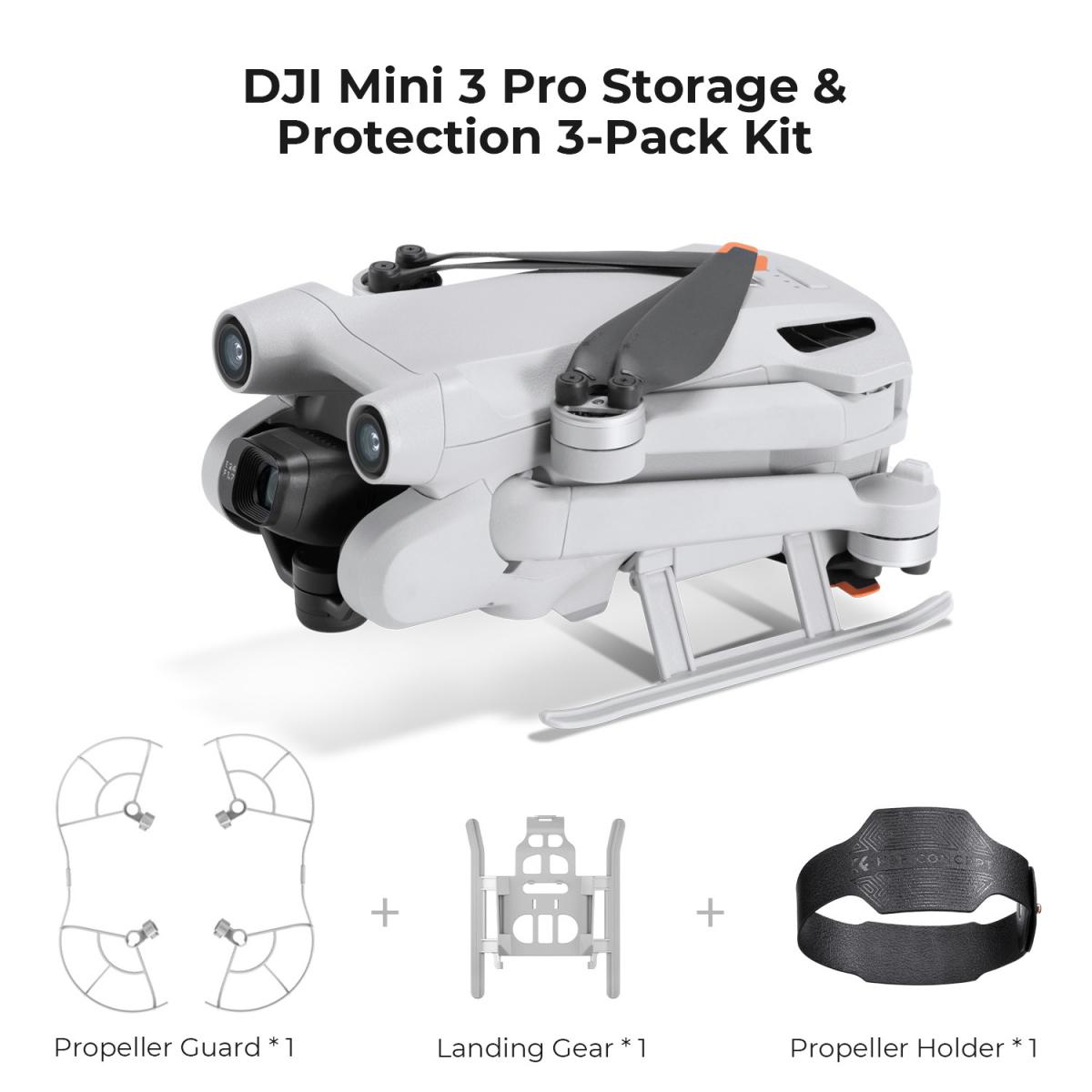 DJI Mini 3 PRO korotettu laskuteline + potkurin törmäyksenestorengas + potkurin rajoitin 3 in 1 setti