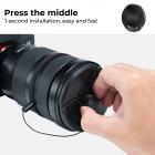 55 mm:n kameran keskimmäinen puristuslinssinsuojus linssinsuojuksen talutushihnalla*3+mikrokuituinen pölynimuriliina*3+kadonestoköysi*3, yhteensopiva