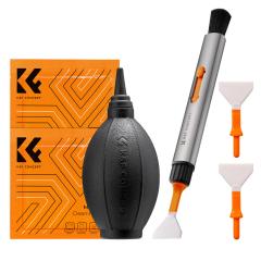 K&F Concept Camera Cleaning Kit, 6 i 1 med dammsugarduk*2, utbytbar rengöringspenna, fullramsrengöringsstav*2, silikonsvart luftblås för Canon Nikon-kameror Rengöringsverktygstillbehör