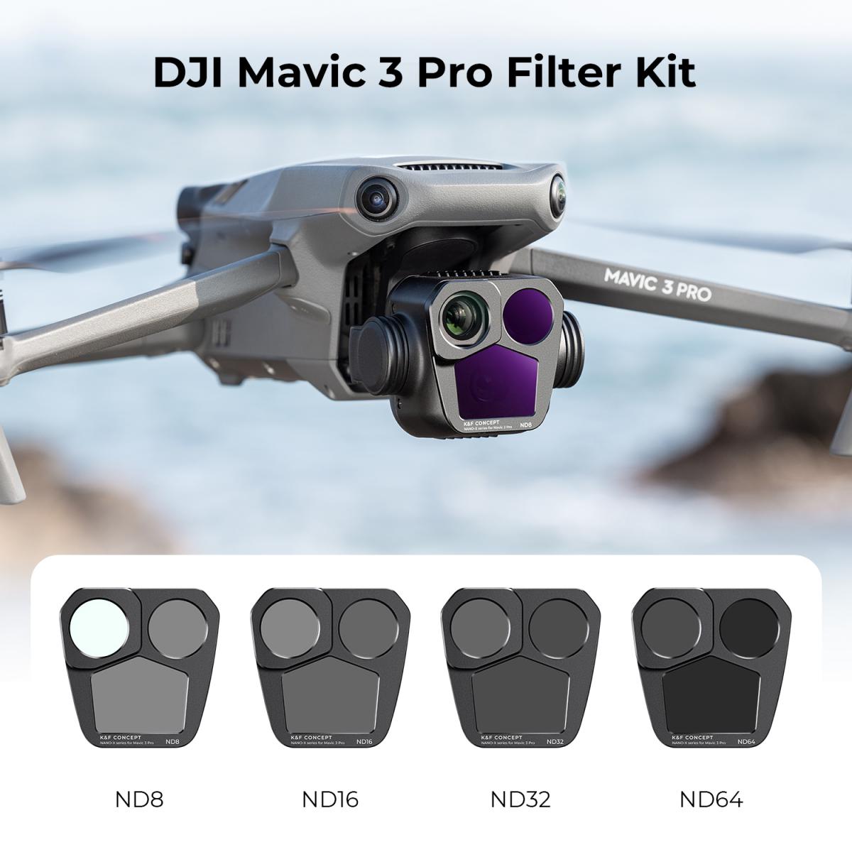 Drone Filtresi DJI Mavic 3 Pro ND Filtre Kiti 4 adet (ND8+ND16+ND32+ND64) Yansıma Önleyici Yeşil Kaplamalı Çoklu Kaplamalı HD Optik Cam